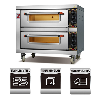 110v Peralatan Kue Komersial 3 Dek 6 Nampan Propana Luar Ruangan 500 Derajat Gas Listrik Baking Oven