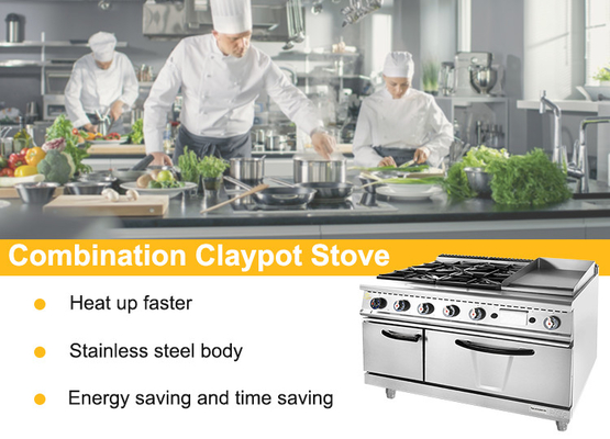 Peralatan Masak Restoran Gas Komersial Kompor &amp; Grill &amp; Oven 4-Burner