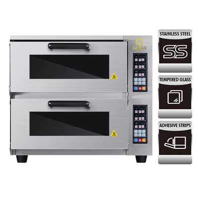 Mesin Pembuat Pizza/Roti 2 Lapisan Listrik Produksi Komersial Oven 220-240V 50HZ