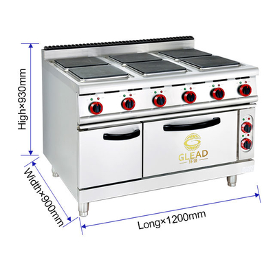 Peralatan Masak Restoran Listrik Komersial 29KW Rentang Baja Rostless GL-TT-6