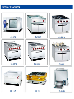 29KW Peralatan Masak Listrik Baja tahan karat 176kg BeratListrik 6 Hot Plate Cooker Dengan Oven (( Square)
