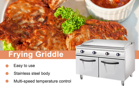 Komersial stainless steel gas griddle dengan lemari peralatan dapur makanan 2/3 datar 1/3 alur