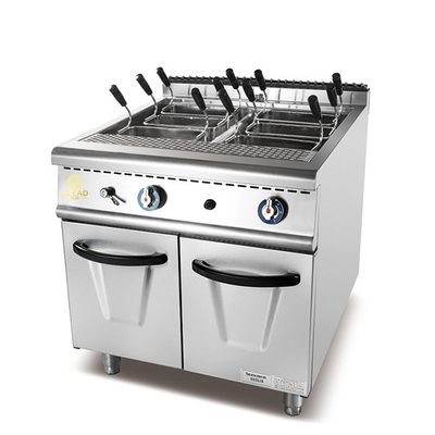 Kapasitas Tangki Besar Peralatan Dapur Makanan Cepat untuk Konsumsi Gas LPG/NG 1.58/2.28KgGasPastaCookerWithCabinet/h
