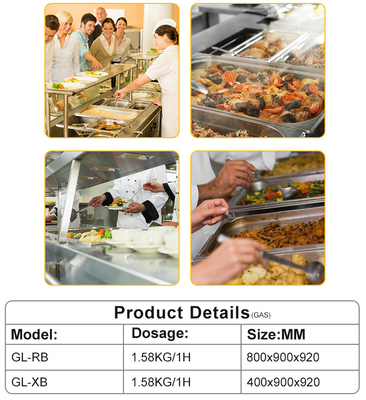 800×900×850 70 Konsumsi Gas Peralatan Masakan Restoran untuk Masakan Volume Tinggi