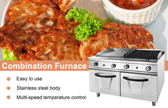 GL-RG RH Peralatan Masak Restoran Gas untuk Persiapan Makanan Berskala Besar Grill Gas + Grill Batu Lava Dengan Lemari