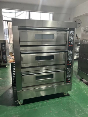 Gas bertenaga NBO-G306 3 Deck 6 Tray Oven untuk Baking roti telur tarts dan lebih