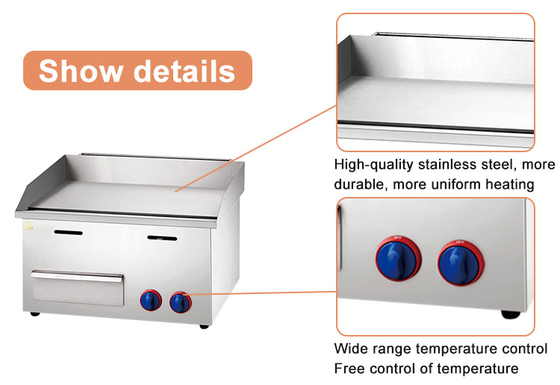 Peralatan Masak Grill Gas Dengan Tekanan 2800Pa Plat Grill Besar 11.7kw Daya