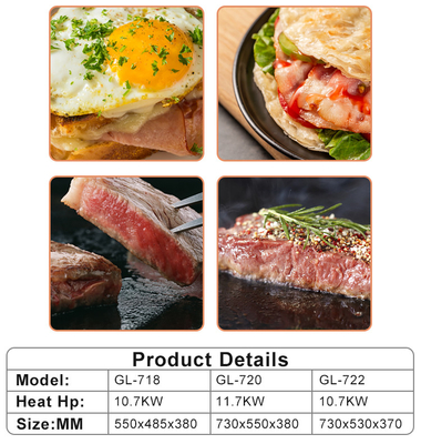Peralatan Masak Grill Gas Dengan Tekanan 2800Pa Plat Grill Besar 11.7kw Daya