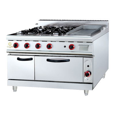 Heavy Duty 27Kw Gas Restaurant Cooker 202kg Peralatan Dapur Berskala Besar