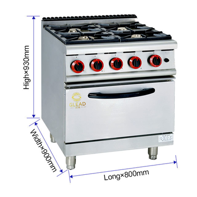 20.8Kw Gas Range Dengan 4-burner Oven Untuk Efisiensi Restoran Dapur