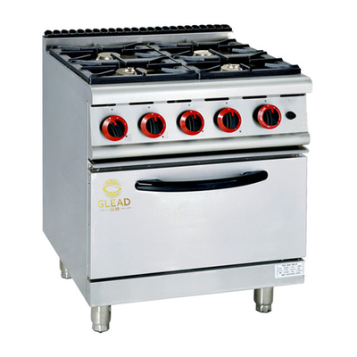 Komersial Gas Range Dengan 4-burner / Gas Oven 20.8Kw Power Restaurant Peralatan Masak GH-987A