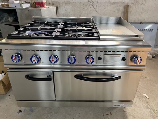 20.8kw Gas Range Peralatan Masak Dengan 4-burner Gas Oven Heavy Duty 153kg Berat Kapasitas