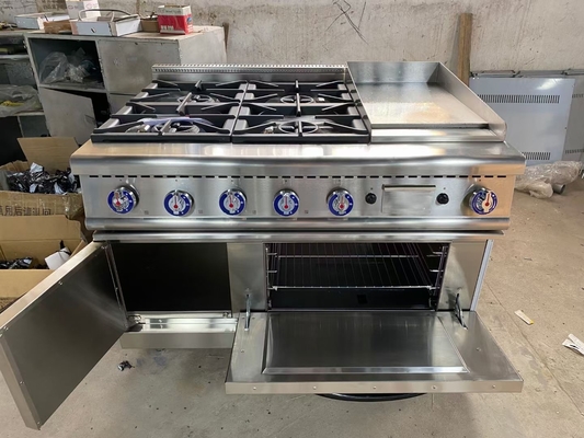 20.8kw Gas Range Peralatan Masak Dengan 4-burner Gas Oven Heavy Duty 153kg Berat Kapasitas