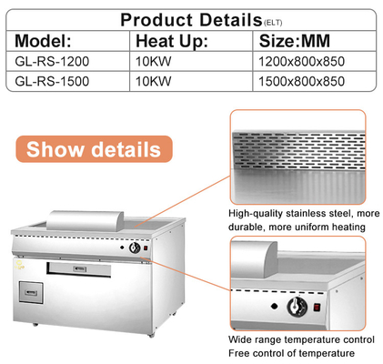 10kw Gas Teppanyaki Grill Dengan Bahan Bakar LPG Untuk Memasak Berat Di Dapur Komersial
