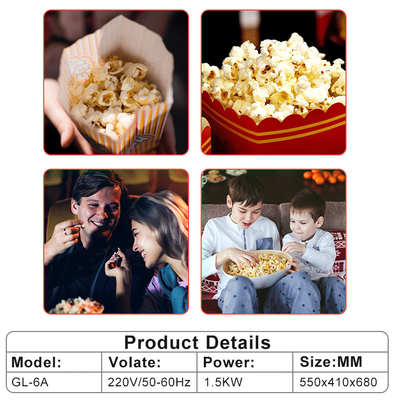 Mesin Popcorn Komersial 1.5KW Daya Untuk Peralatan Masakan Dapur Komersial