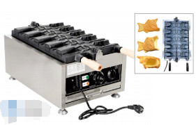 Peralatan pencuci komersial 1.6KW Mesin pembuat wafel listrik untuk wafel berbentuk ikan 220-240V/50-60HZ