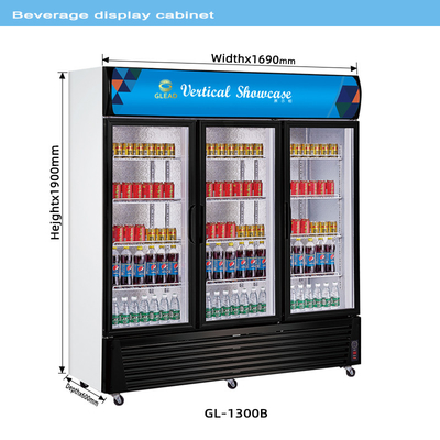 Stainless Steel 210L Beverage Display Cooler untuk pendinginan minuman pada suhu 0-10