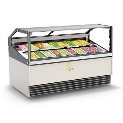 Gelato Gaya Italia Freezer Display Case dengan siklus terbalik defrost dan ventilasi sistem pendinginan