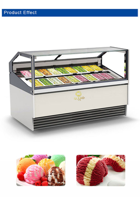 Gelato Gaya Italia Freezer Display Case dengan siklus terbalik defrost dan ventilasi sistem pendinginan