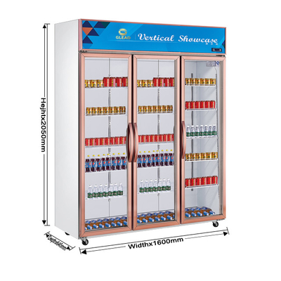 Stainless Steel 1300L Beverage Display Cooler untuk minuman cepat pendinginan pada suhu 0-10