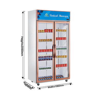 Commercial stainless steel Beverage Display Cooler 1300L Volume 220-240v Tegangan 0~10 Suhu