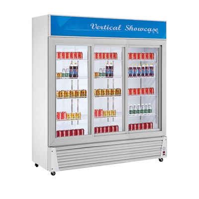 Commercial stainless steel Beverage Display Cooler 1300L Volume 220-240v Tegangan 0~10 Suhu
