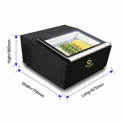 Smart Gelato Ice Cream Showcase 200W Peralatan pendingin 44KG N.W -16.C sampai -18.C Suhu 220-240V