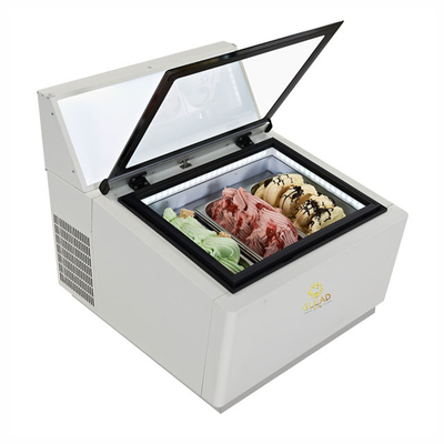 Smart Gelato Ice Cream Showcase 200W Peralatan pendingin 44KG N.W -16.C sampai -18.C Suhu 220-240V
