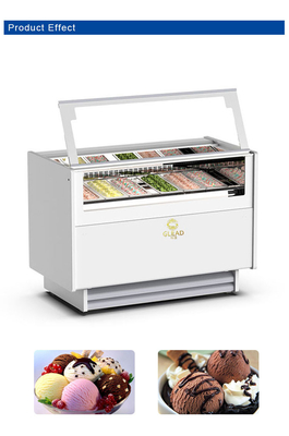 1050W Ventilasi Es Krim Gelato Showcase Unit pendingin dengan 6 panci Italia