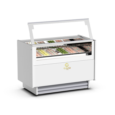 1050W Ventilasi Es Krim Gelato Showcase Unit pendingin dengan 6 panci Italia