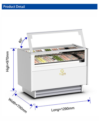 Italian Pan 255KG N.W Gelato Ice Cream Showcase untuk Kontrol Suhu Optimal -16°C~-18°C
