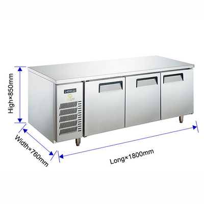 Stainless Steel Electric Restaurant Worktable Refrigerator 0C sampai 5C Efisiensi pendinginan