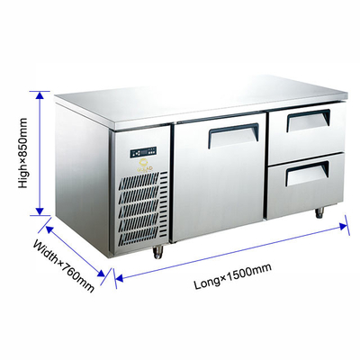 Stainless Steel Electric Restaurant Worktable Refrigerator 0C sampai 5C Efisiensi pendinginan