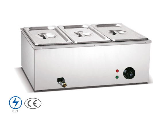 Baja tahan karat komersial Bain Marie untuk Pemanasan Sup 0-100°C 220-240V Bahan Bakar Listrik