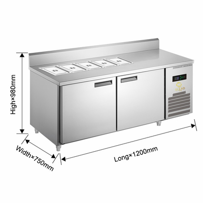 Air cooling Peralatan pendingin industri lemari pizza/lemari salad untuk lemari pendingin