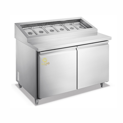 Air cooling Pizza cabinets/salad cabinets 390W Daya 270-410L Volume 5~-18°C Suhu Aman Dan Stabil Colokkan ke dalam Unit