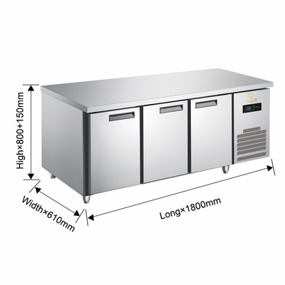 Aman Stabil 390W Pendinginan Industri lemari pizza/lemari salad Unit dengan 270-410L Volume