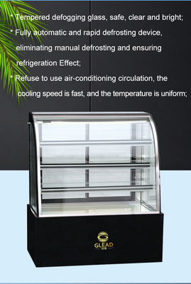 Komersial Cake Showcase Kulkas 415L Kapasitas 2200W Konsumsi Daya Teknologi pendingin udara
