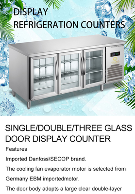220V-240V 5°C -0°C Pintu kaca ganda Peralatan pendingin industri 150L Display Chiller
