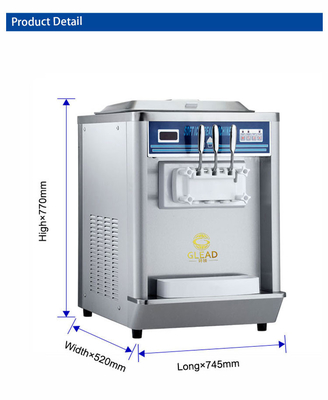 220-240V 2N~50HZ Pembuat Es Krim Profesional 12-18kg/jam Output 2x1.8L Tank Pembekuan