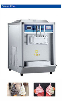 220-240V 2N~50HZ Pembuat Es Krim Profesional 12-18kg/jam Output 2x1.8L Tank Pembekuan