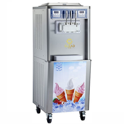 Efisiensi 240V Mesin es krim lunak dengan 2 hopper dan 2 tangki