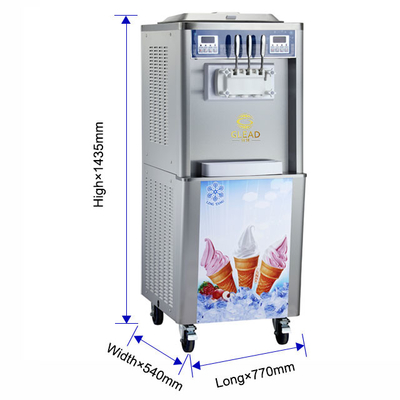 Efisiensi 240V Mesin es krim lunak dengan 2 hopper dan 2 tangki