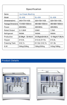 Peralatan pendingin industri dengan bahan pendingin R404A 2x2.1L Tangki pembekuan dan output nominal 2x1.6kW