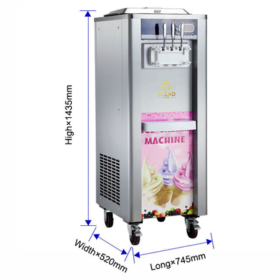 Mesin es krim lunak industri 360-460 cangkir/jam 22-28kg/jam Produksi 220-240VVoltage