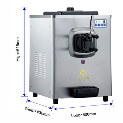 1.6L Freezing Tank Soft Ice Cream Machine dengan Hopper 5L 220-240V Tegangan 100-150 cangkir per jam