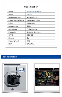 Peralatan pendingin industri dengan output 700W 100-150 cangkir/jam dan fungsi pre-pendingin.