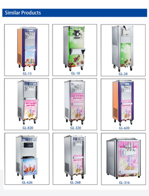 Mesin es krim lunak 6-8kg / jam Produksi 5L Hopper untuk pre-pendingin dan konservasi malam