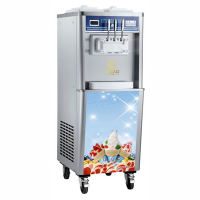 2.6kW Soft Ice Cream Machine dengan 2x5.8L/2x10L Hopper 2x1.8L2x2.1L Freezing Tank 220-240V Tegangan