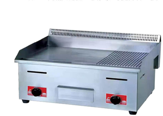 Gas Restaurant Griddle Stainless Steel Perak Peralatan Masak Dengan 0.C - 100.C Rentang Suhu